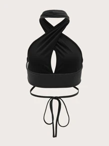 Mở lưng quấn quanh cổ - màu đen - Xem 9