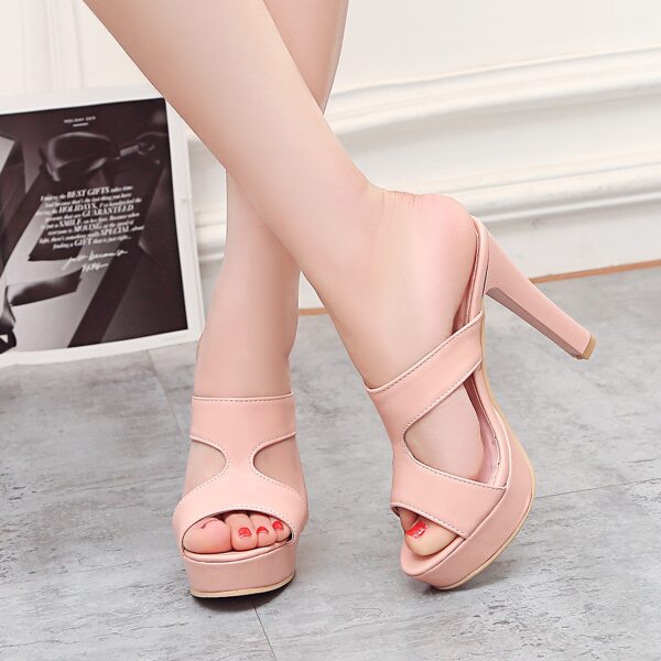 

Open Toe Cut Out Mule Sandals, Pink