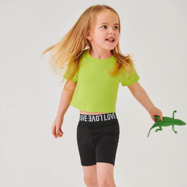

Toddler Girls Solid Crop Tee, Lime green