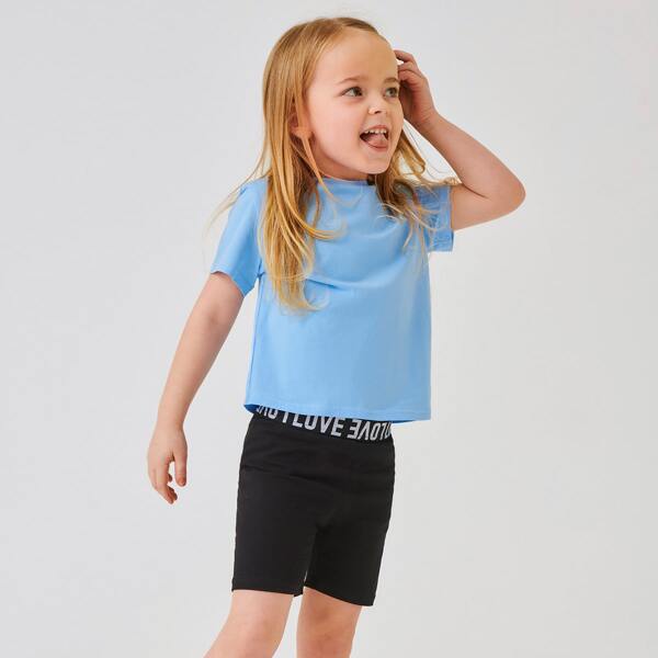 

Toddler Girls Short Sleeve Solid Tee, Baby blue