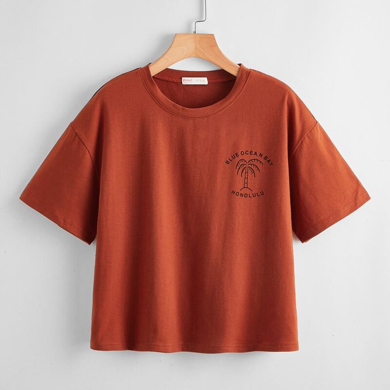 

Letter Coconut Tree Graphic Tee, Rusty rose
