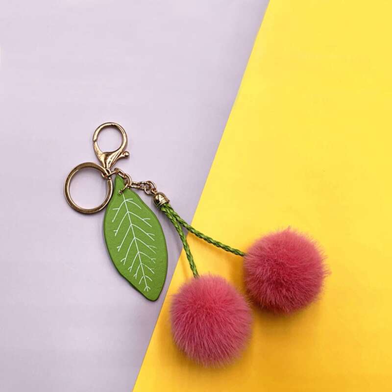 

Pom Pom Cherry Bag Charm, Hot pink