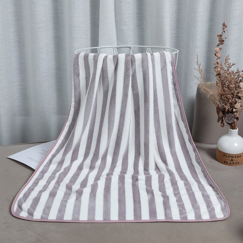 

1pc Stripe Bath Towel, Purple