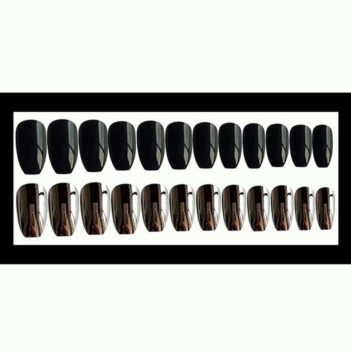 

24pcs Solid Fake Nail, Black