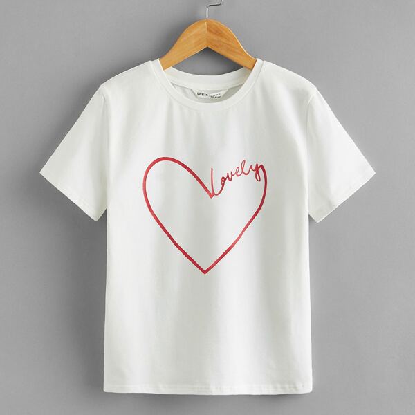 

Girls Heart & Letter Graphic Tee, White