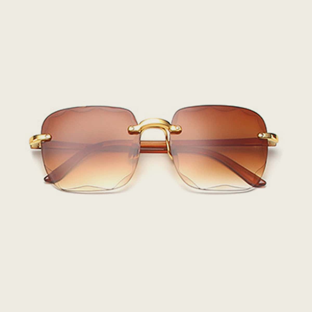 

Ombre Lens Rimless Sunglasses, Brown