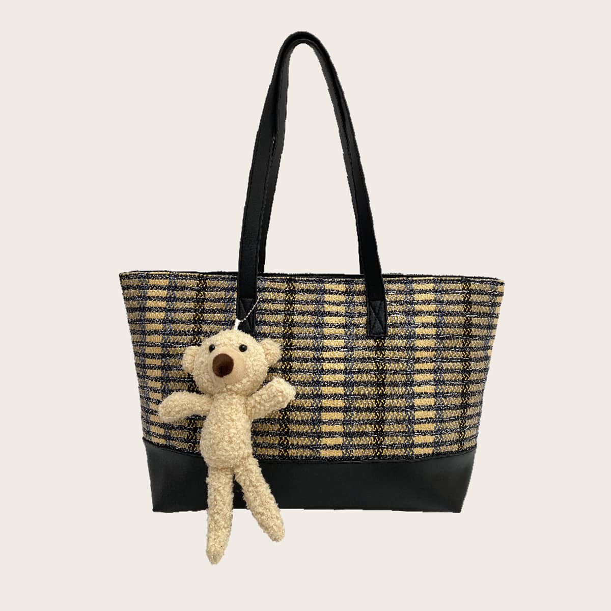 

Cartoon Bear Striped Tote Bag, Yellow