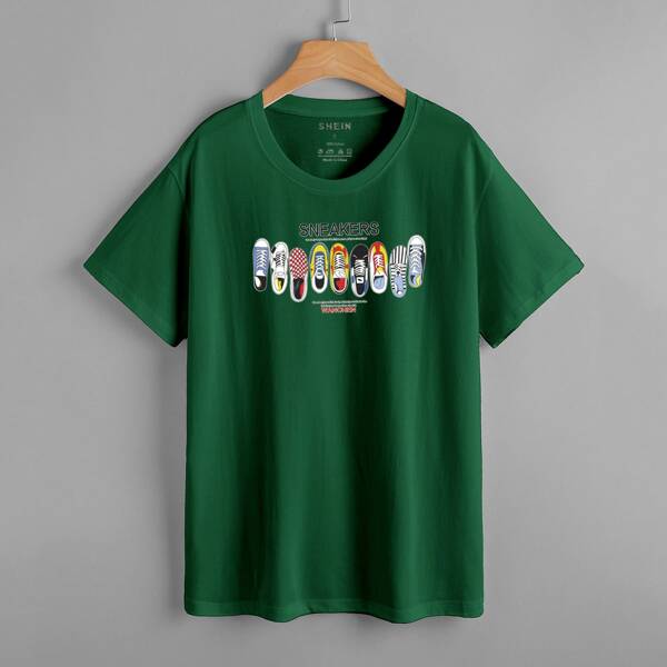

Letter And Sneakers Print Tee, Green