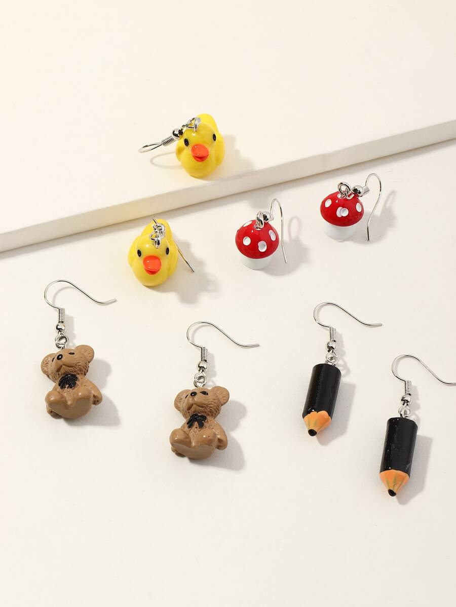 Hoa tai thả trang trí gấu 4 cặp - Nhiều màu - Xem 1