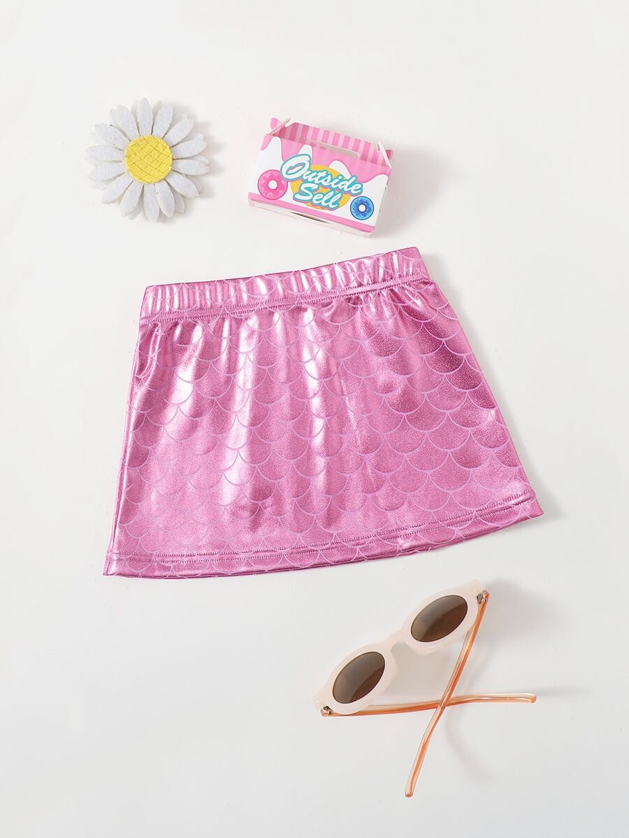 Baby Girl Fish Scale Metallic Skirt - Hot Pink - View 1