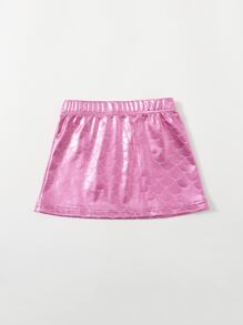 Baby Girl Fish Scale Metallic Skirt - Hot Pink - View 2