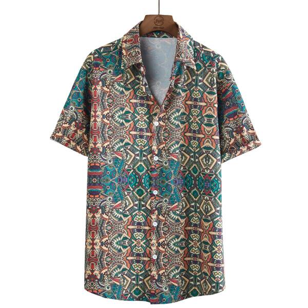 

Men All Over Print Button Front Shirt, Multicolor