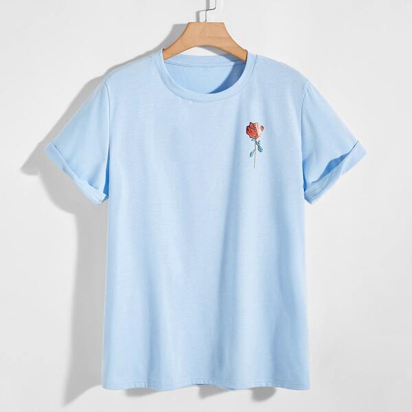 

Men Floral Print Tee, Baby blue