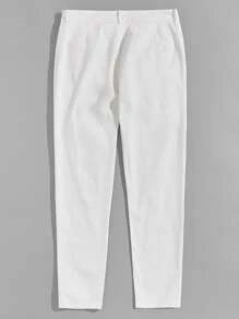 Manfinity Men Fold Pleated Solid Pants - White - View 2