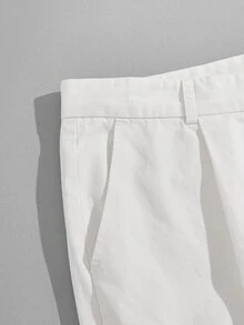 Manfinity Men Fold Pleated Solid Pants - White - View 4