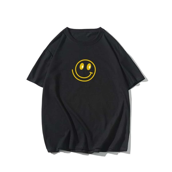 

Men Smile Face Graphic Drop Shoulder Tee, Black