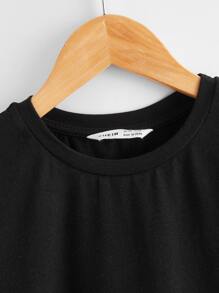 SHEIN Tops con trai Slogan Giải trí - màu đen - Xem 3