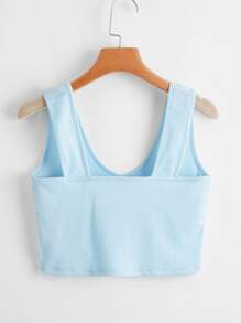 羅紋素色背心上衣 - 淺藍色 - 查看 2