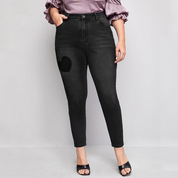 

Plus Slant Pocket Skinny Jeans, Black