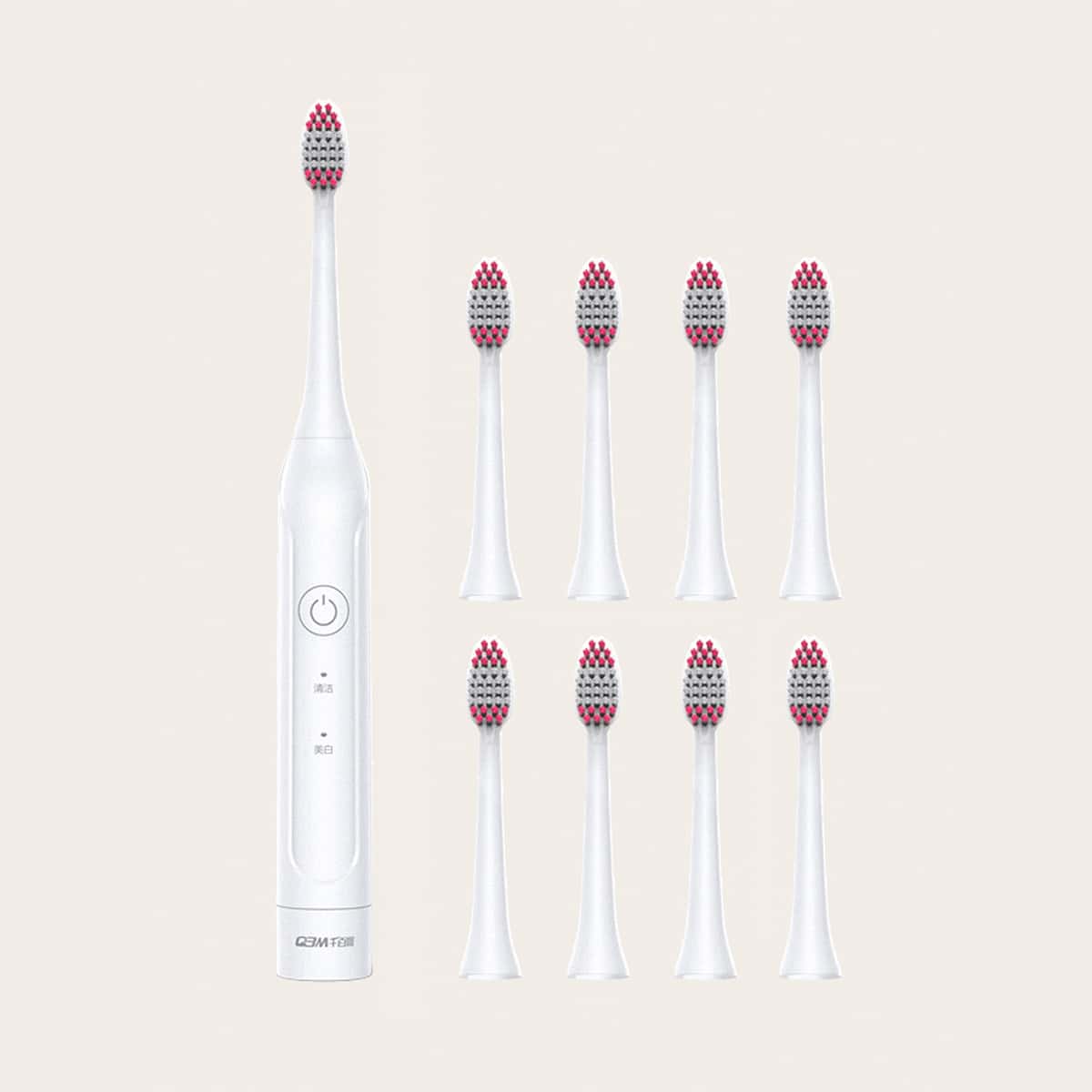 

1pc Electric Toothbrush & 9pcs Brush Head, White