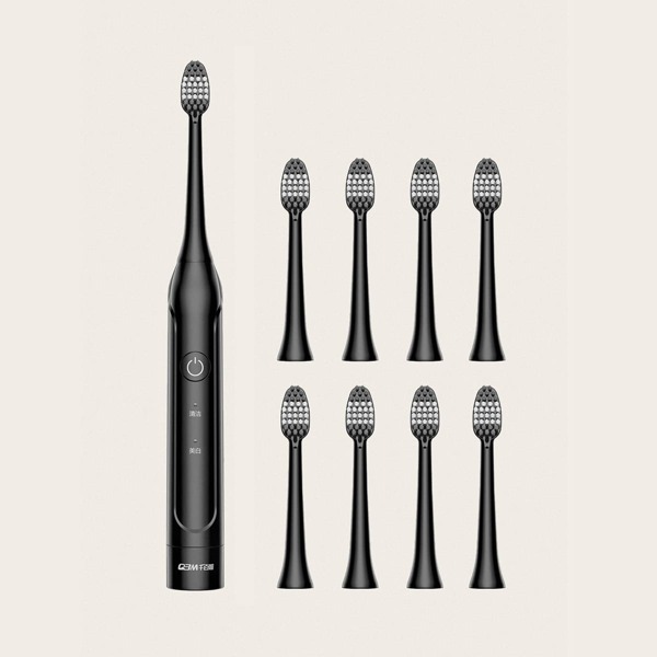 

1pc Electric Toothbrush & 9pcs Brush Head, Black