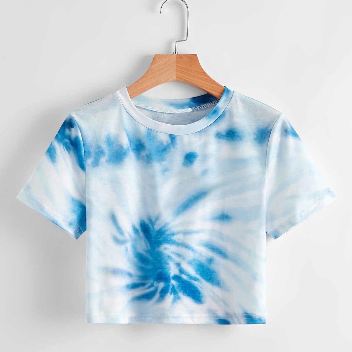 

Tie Dye Crop Tee, Blue and white