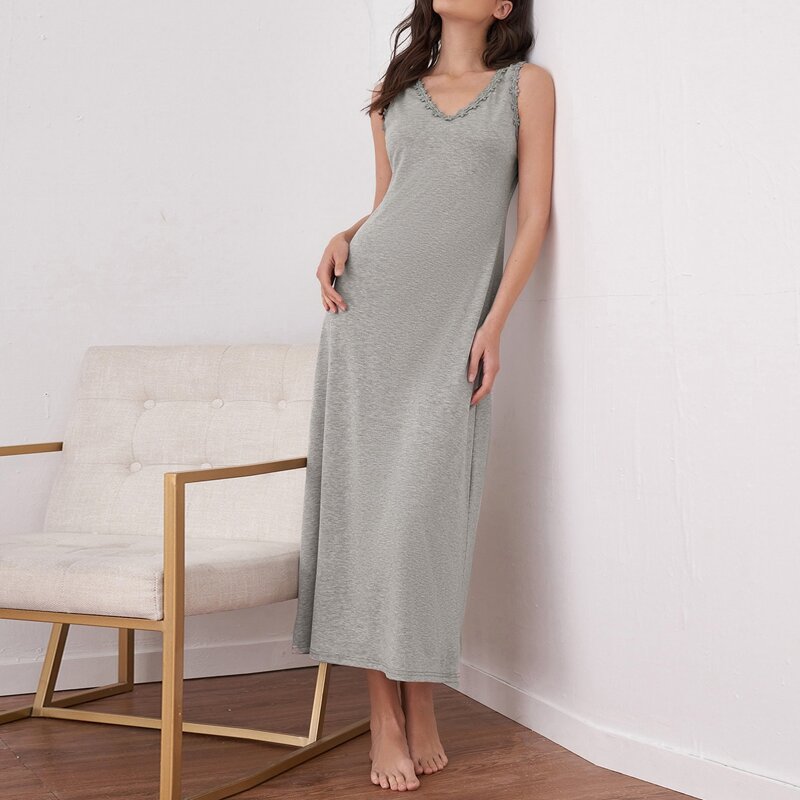 

Appliques Solid Lounge Dress, Grey