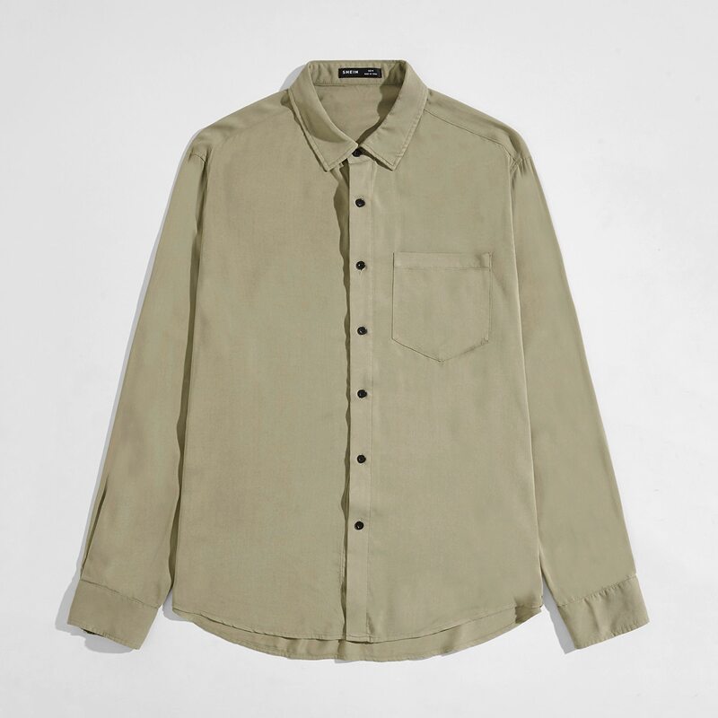 

Guys Pocket Front Solid Shirt, Khaki