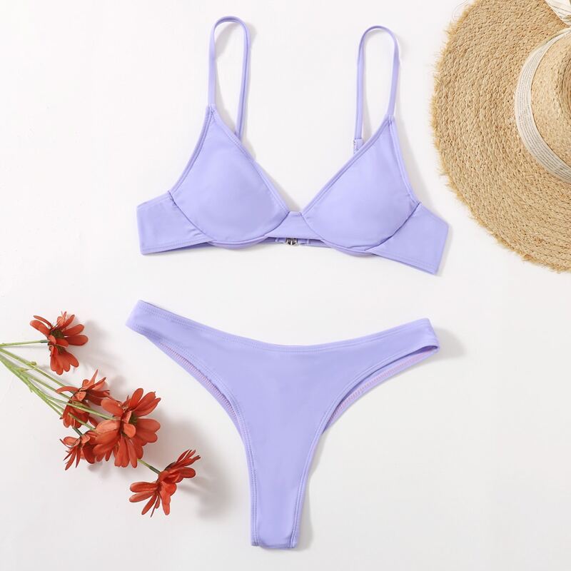 

Solid Bikini Swimsuit, Lilac purple