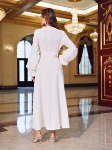 SHEIN X Dr.kholoud 貼花燈籠袖提花洋裝