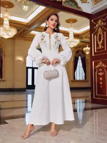 SHEIN X Dr.kholoud 貼花燈籠袖提花洋裝