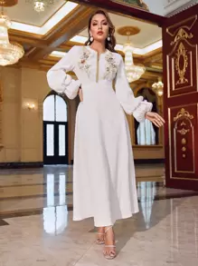 SHEIN X Dr.kholoud 貼花燈籠袖提花洋裝