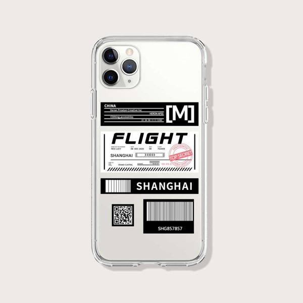 

Ticket Print Clear Phone Case, Multicolor