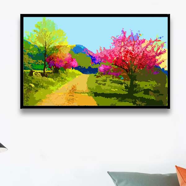 

Landscape Print DIY Diamond Unframed Painting, Multicolor