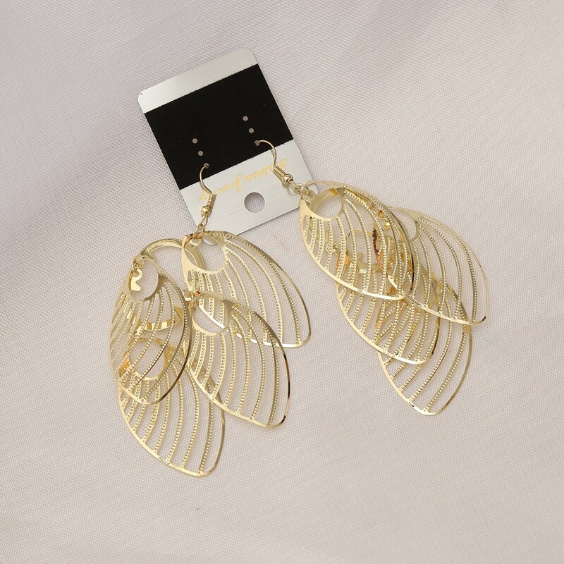 

Metal Leaf Charm Drop Earrings, Gold