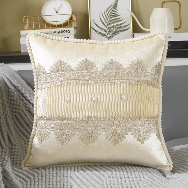 

Lace Decor Cushion Cover Without Filler, Beige