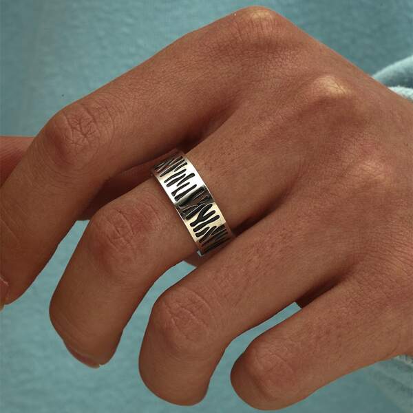 

Men Vintage Titanium Steel Ring, Silver