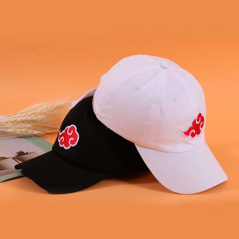 

2pcs Guys Cloud Embroidery Baseball Cap, Black and white