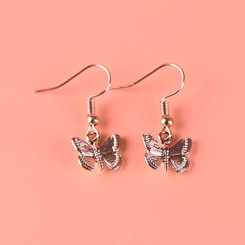

Butterfly Charm Drop Earrings, Gold