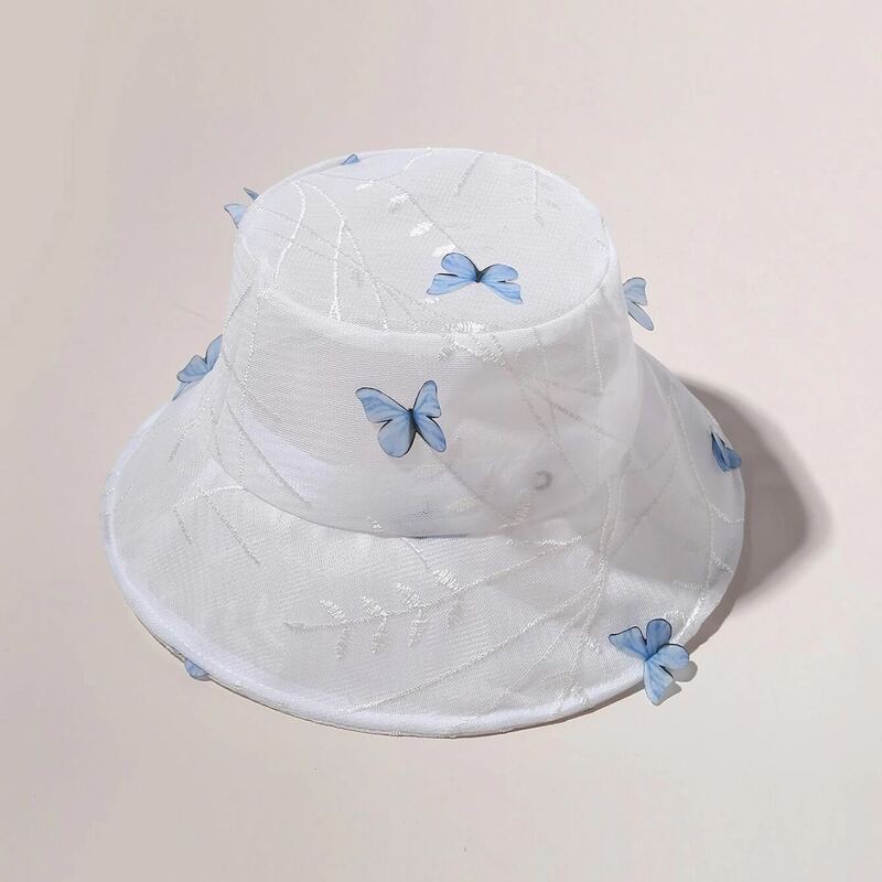 

Butterfly Decor Bucket Hat, White