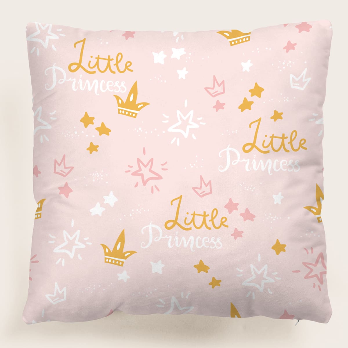 

Kids Crown Print Cushion Cover Without Filler, Pink
