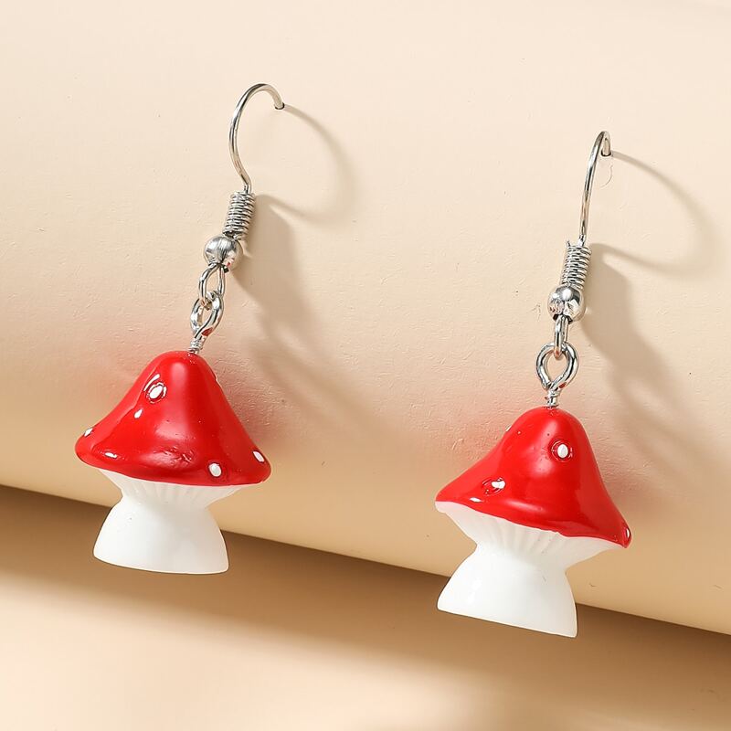 

Mushroom Charm Drop Earrings, Multicolor