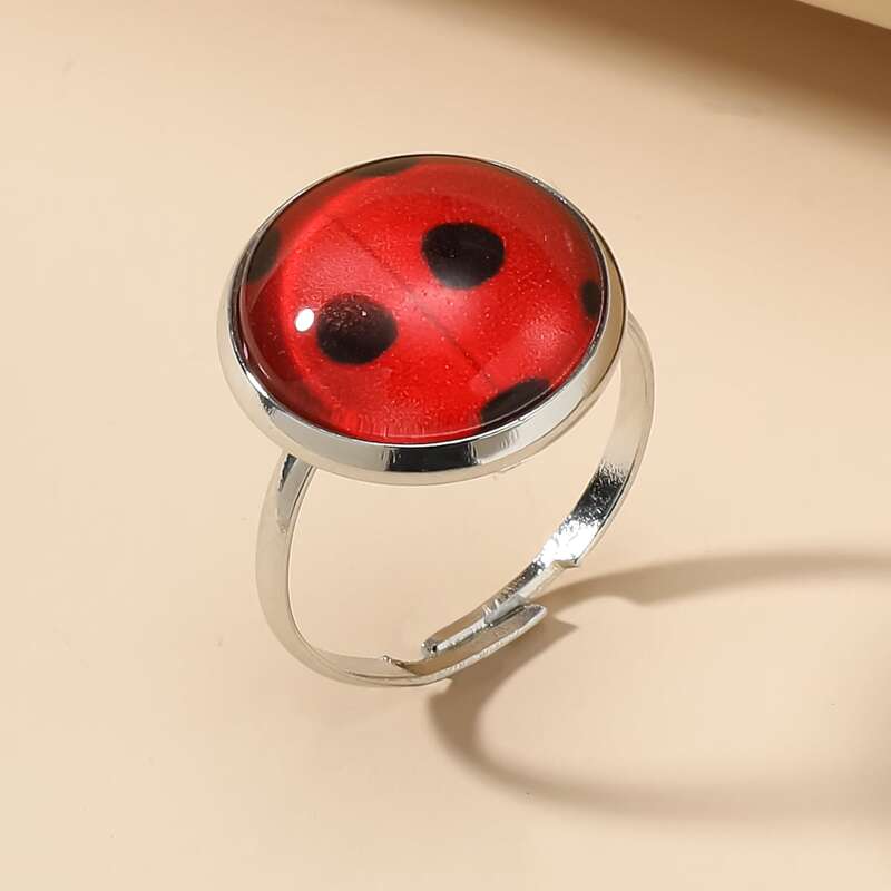 

1pc Ladybug Pattern Ring, Red