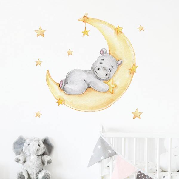 

Kids Hippo Print Wall Sticker, Multicolor
