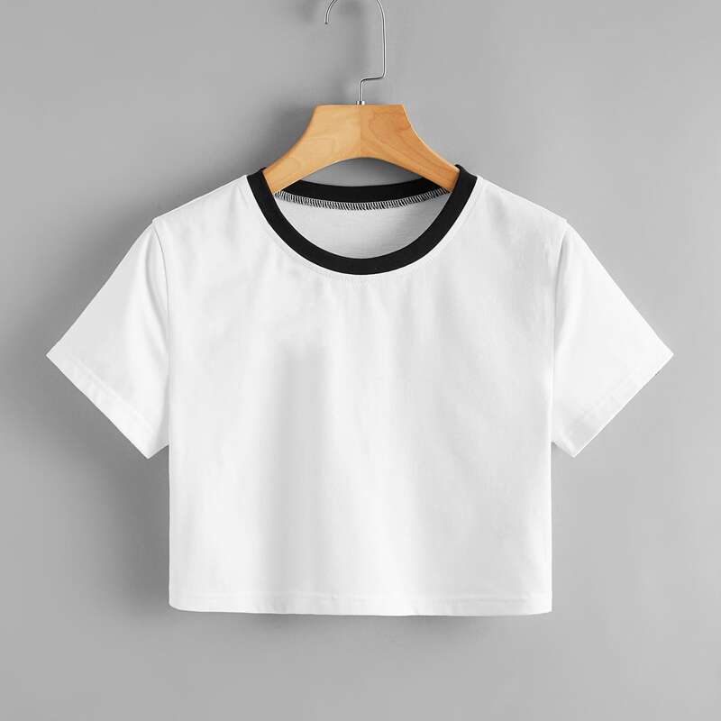 

Ringer Crop Tee, White