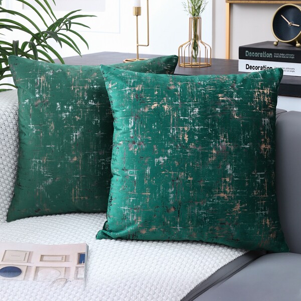 

1pc Metallic Detail Cushion Cover Without Filler, Green