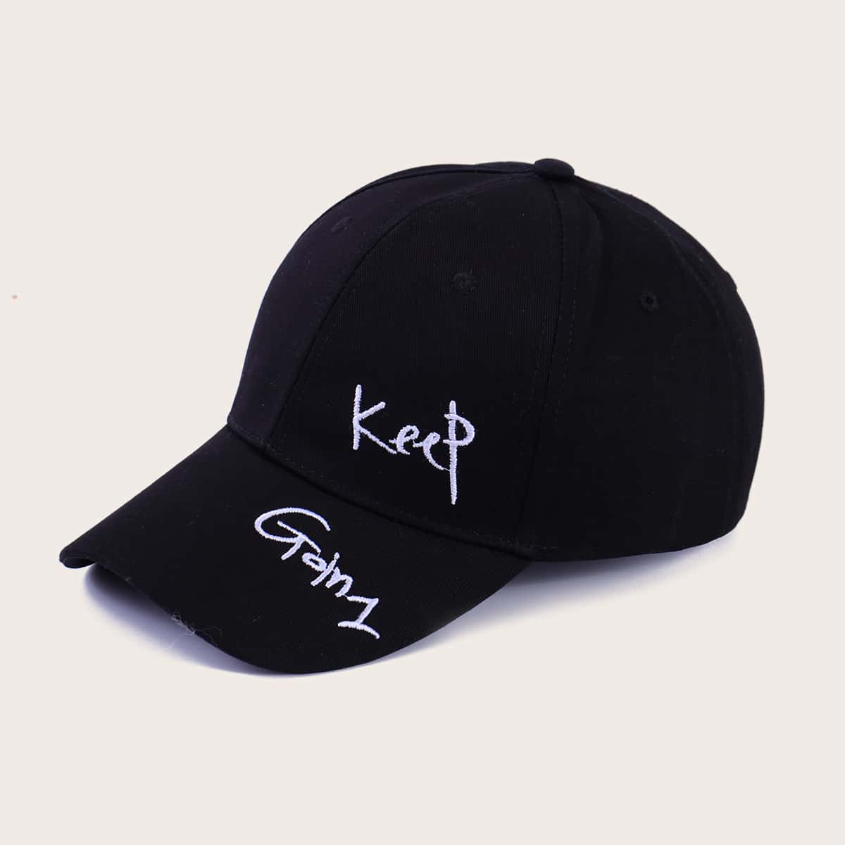 

Letter Embroidered Baseball Cap, Black