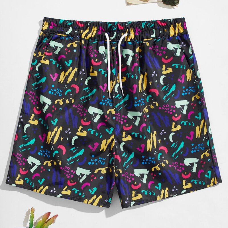 

Guys All Over Print Drawstring Shorts 5'', Multicolor