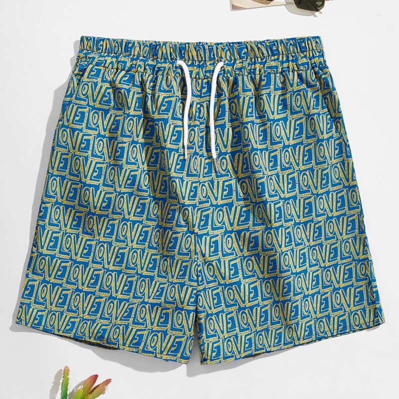 

Guys Letter Print Drawstring Shorts, Multicolor