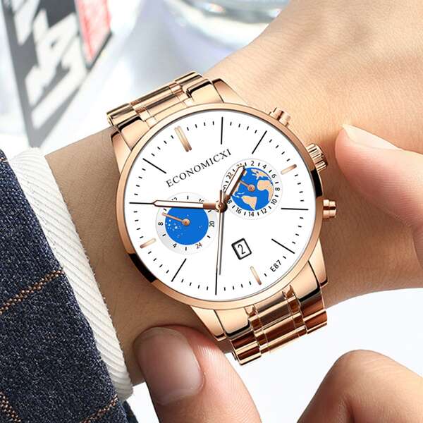 

Men Round Pointer Date Quartz Watch